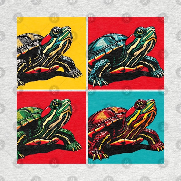 Pop Art Red-Eared Slider Turtle - Cool Aquatic Animal by PawPopArt